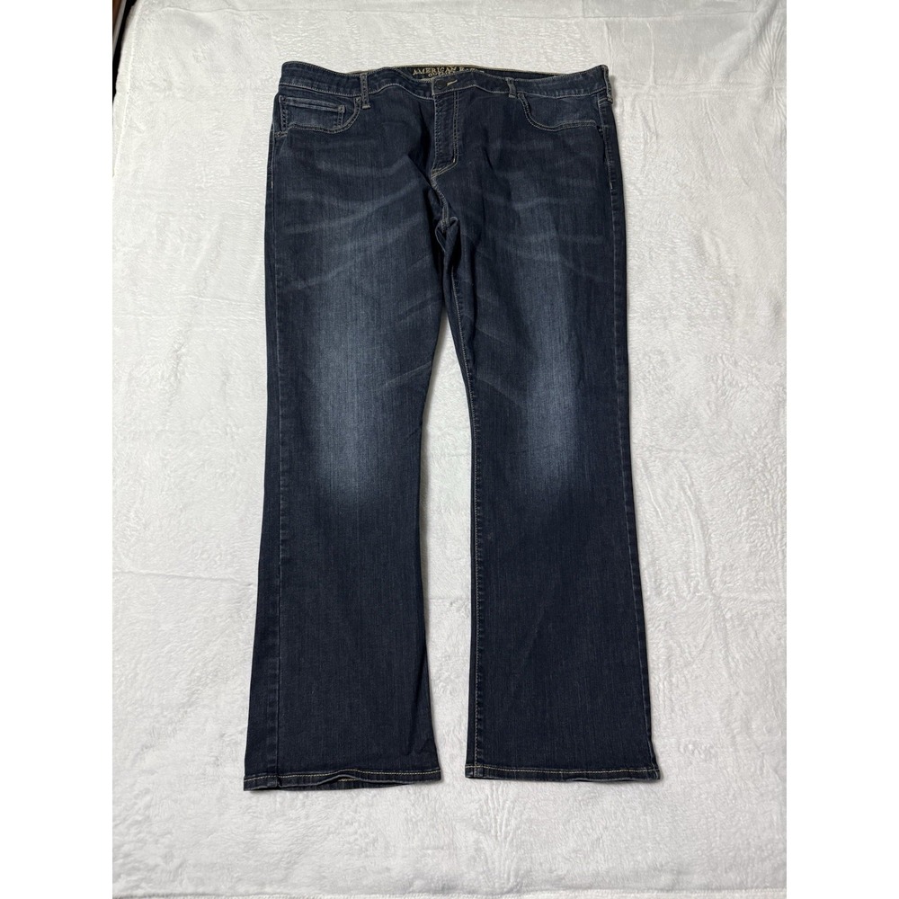 American Eagle Jeans Mens 44x30 Blue Slim Bootcut Dark Wash Faded Y2K